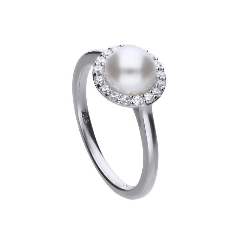 Anillo con circonitas y perla semicircular - 6117561111175