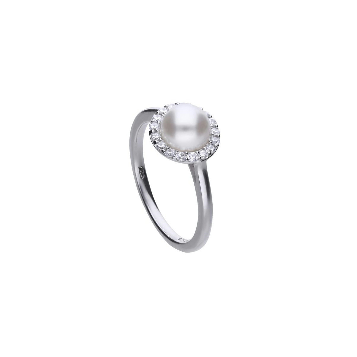 Anillo con circonitas y perla semicircular - 6117561111175