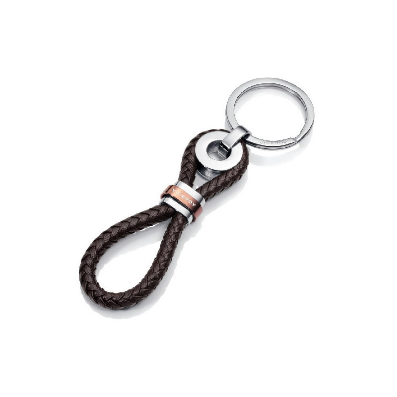 LLAVERO ACERO IP MARRÓN Y PIEL MARRÓN SR. FASHION - 6403L09011