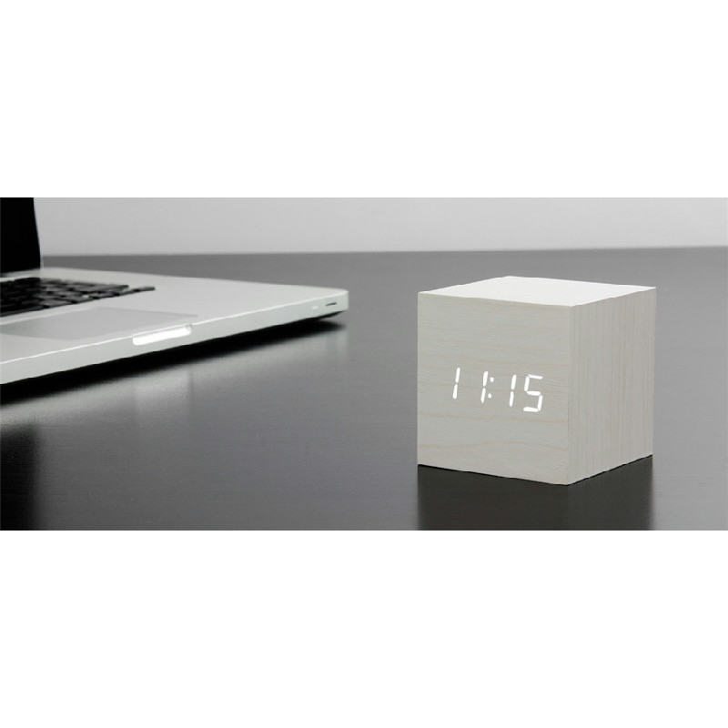 DESPERTADOR CUBE WHITE CLICK CLOCK LED - GK08W13