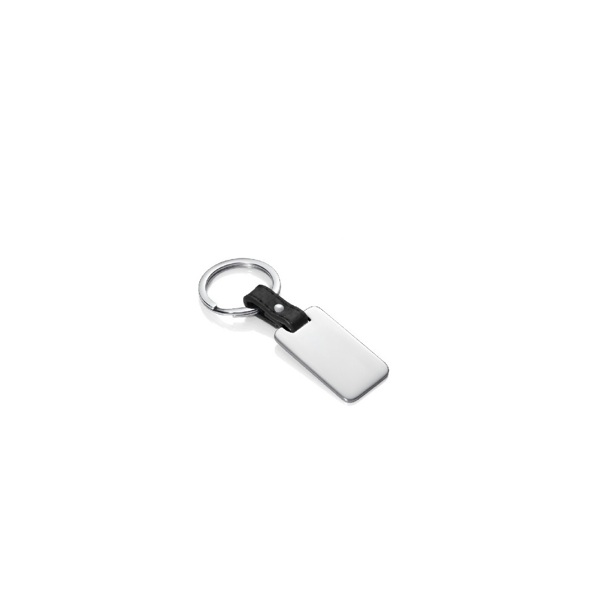 LLAVERO CUADRADO DE ACERO Y PIEL NEGRA S - 6465L01010