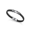PULSERA NUDOS ACERO PIEL NEGRA SR FN - 1304P01010