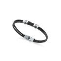 PULSERA PIEL DOBLE TRENZADA FINA Y ACERO - 6456P01010