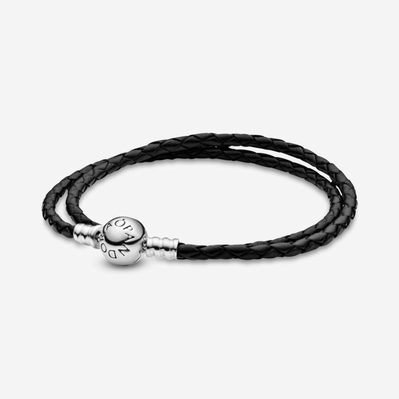PULSERA PIEL NEGRA DOBLE PANDORA - 590745CBK-D1