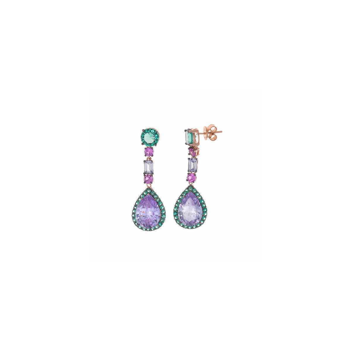 PENDIENTES PLATA ROSA SALVATORE TURMALIN - 234A0064