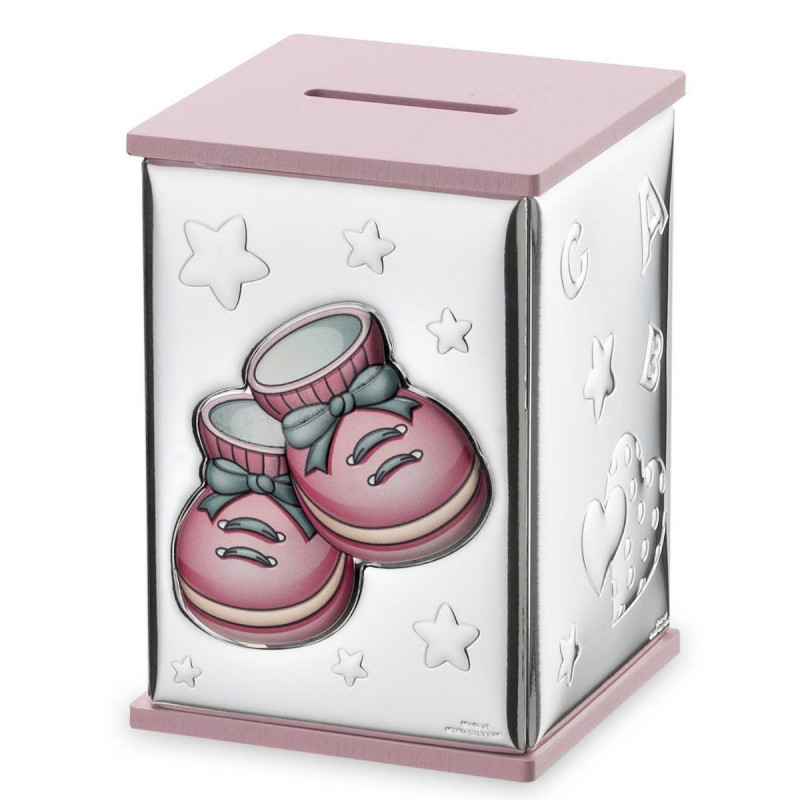 Hucha plata patucos rosa. - JL21125R