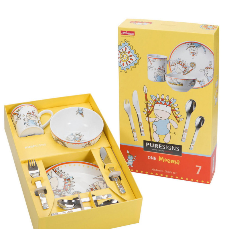 Set vajilla y cubiertos 7 pcs Indio Moema. - JLLU6084