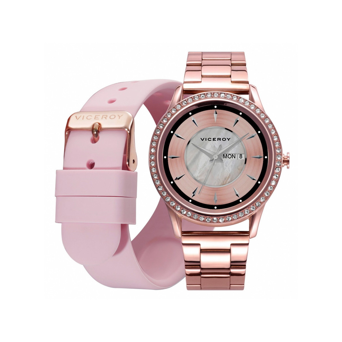 PACK RELOJ SMART ACERO IP ROSA BRAZALETE - 41102-79