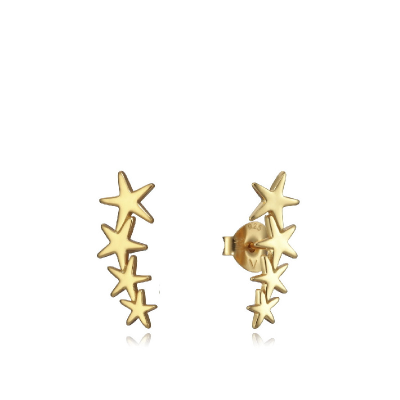 PENDIENTES PLATA 925 BAÑO ORO TREPADORA ESTRELLAS - 5065E100-08