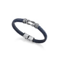 PULSERA NUDOS ACERO PIEL AZUL SR FN - 1304P01013