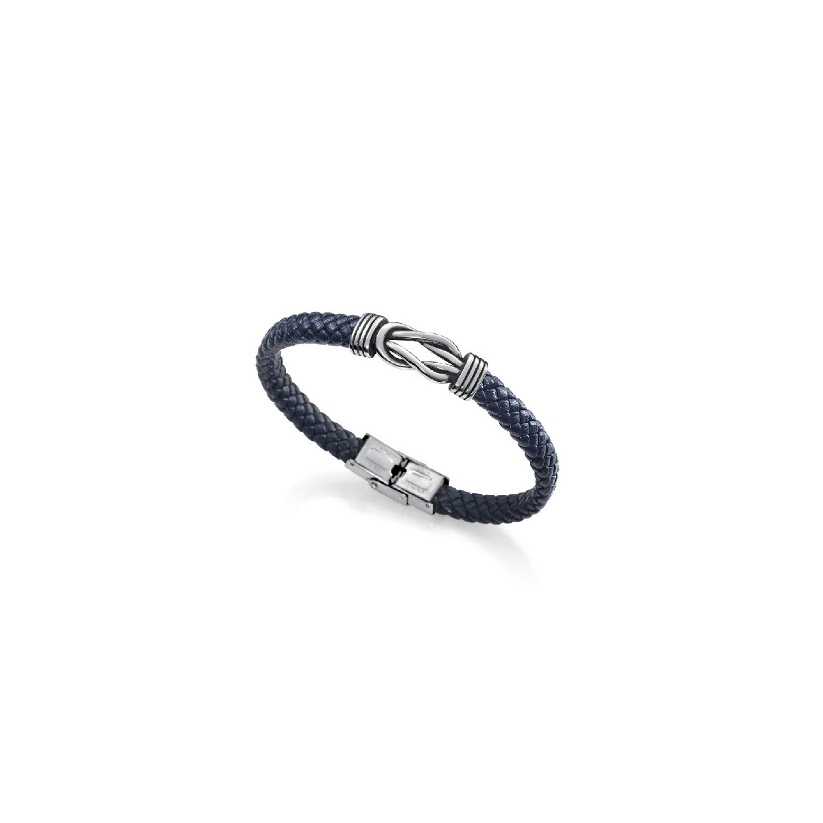 PULSERA NUDOS ACERO PIEL AZUL SR FN - 1304P01013