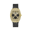 RELOJ GUESS RAVEN DORADO CAUCHO NEGRO - GW0105L2