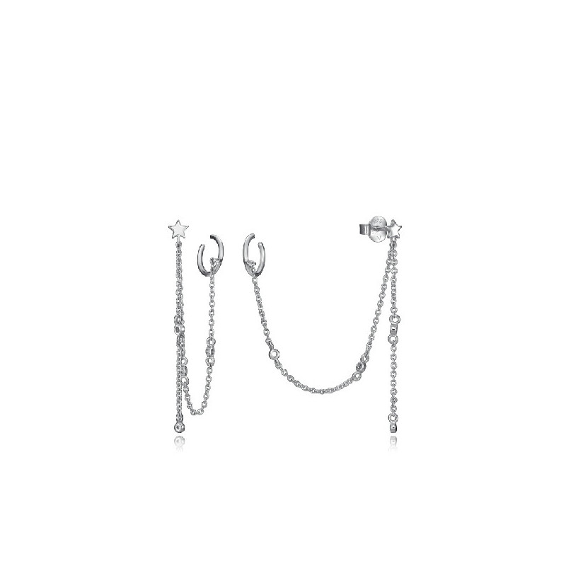 PENDIENTES PLATA LEY CADENA CON EARCUFF  - 61052E000-08