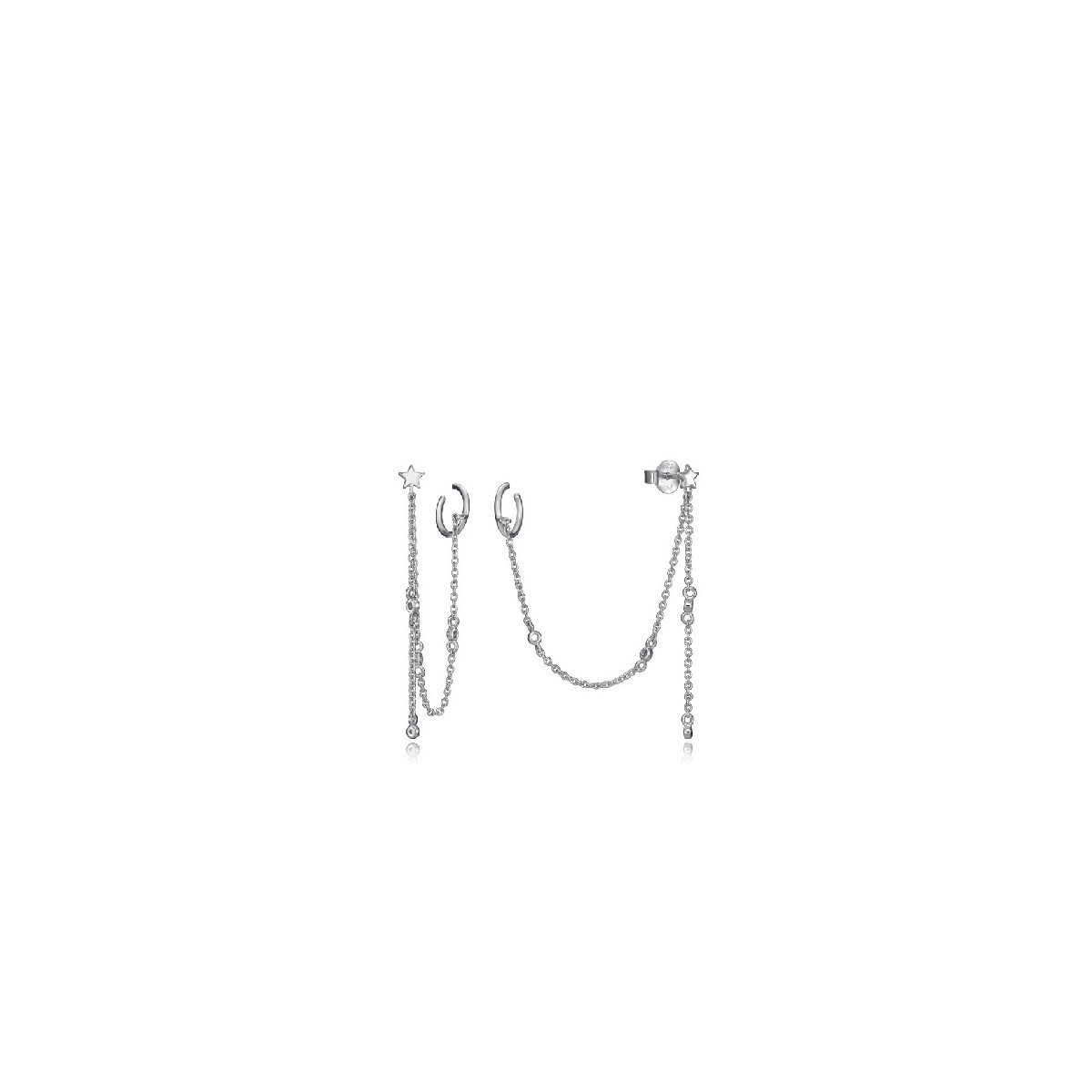 PENDIENTES PLATA LEY CADENA CON EARCUFF  - 61052E000-08