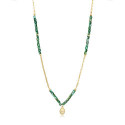 COLLAR PLATA DE LEY DORADO  PIED VERDE SRA - 13040C100-92
