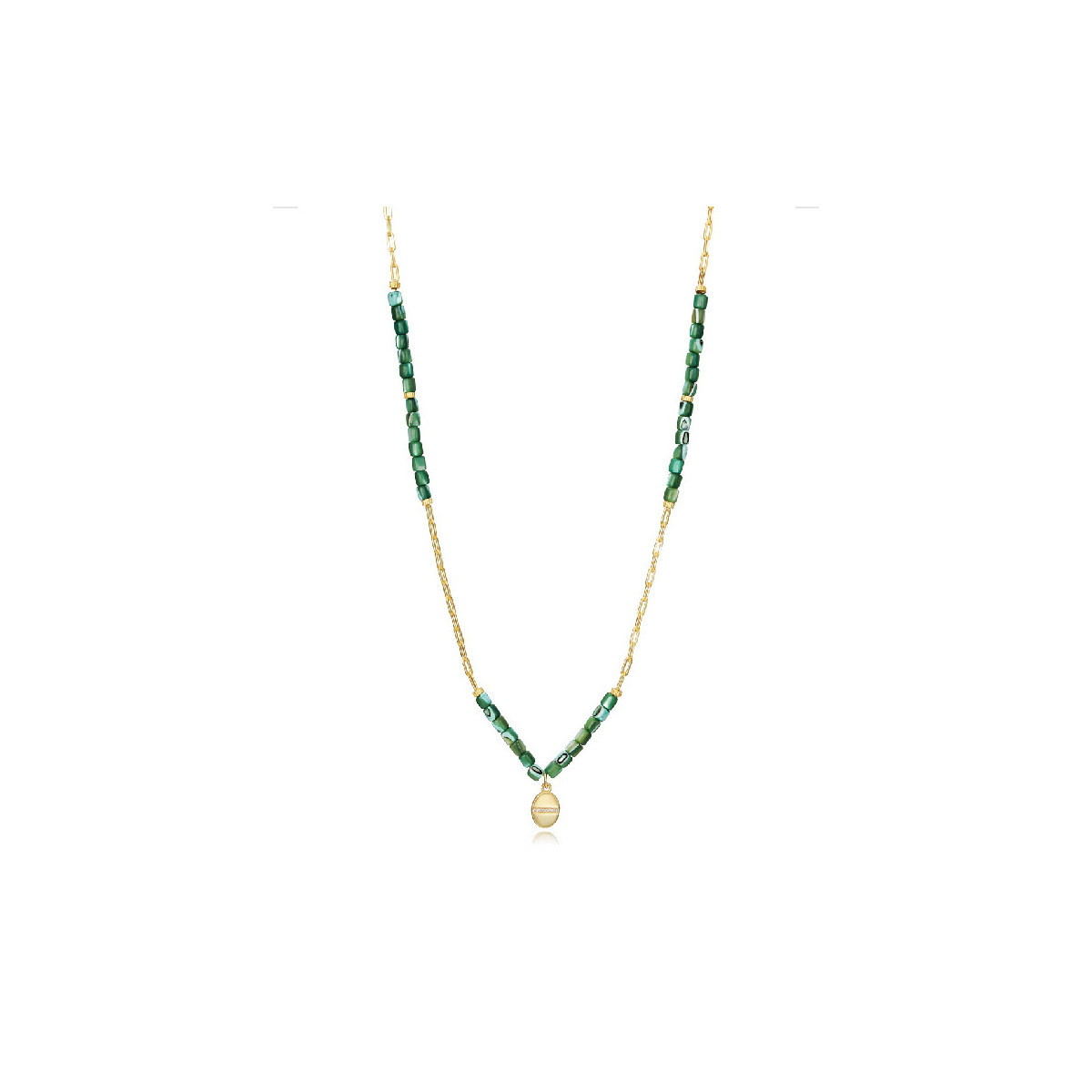 COLLAR PLATA DE LEY DORADO  PIED VERDE SRA - 13040C100-92