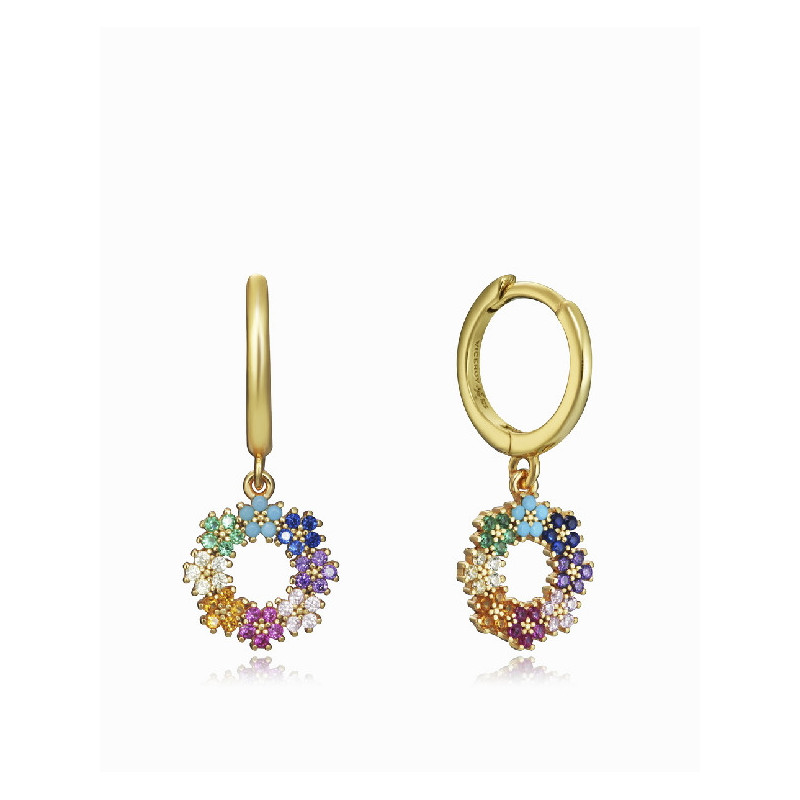 PENDIENTES PLATA DE LEY DORADO FLOR MULTI SRA J - 13049E100-39