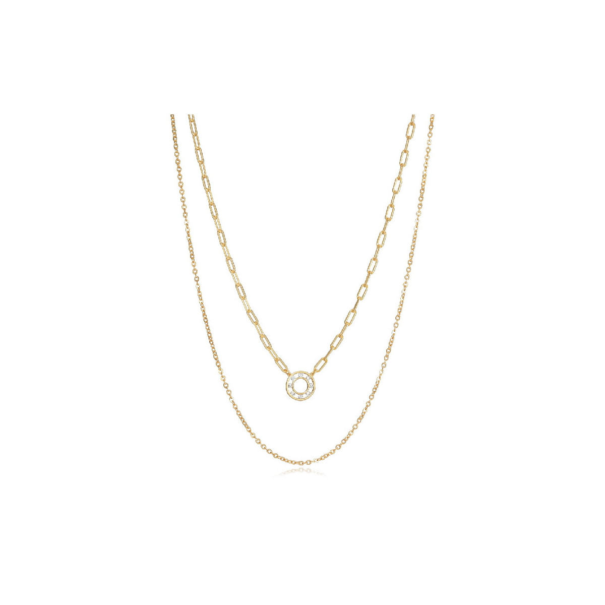 COLLAR PLATA DE LEY DORADO 2 CAD CIRC SRA - 13037C100-36