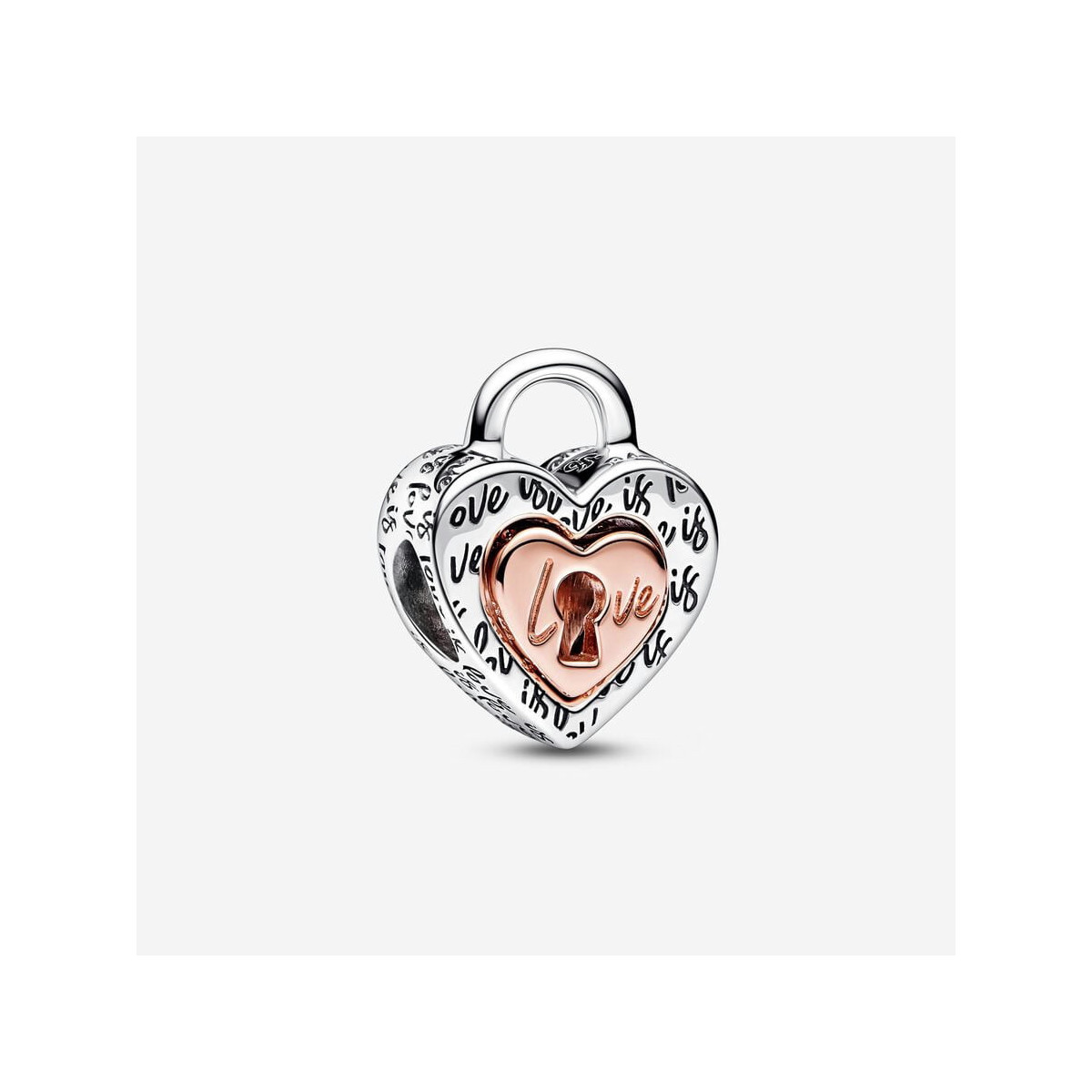 Charm Candado Corazón Divisible en dos Tonos - 782505C00