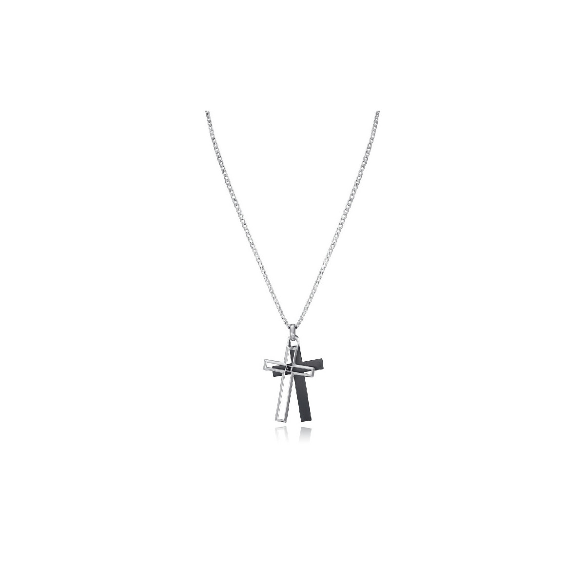 COLLAR ACERO IP NEGRO CRUZ SR FN - 1474C01010