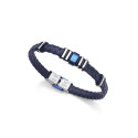 PULSERA ACERO IP AZUL Y PIEL AZUL CAB FA - 6132P01013