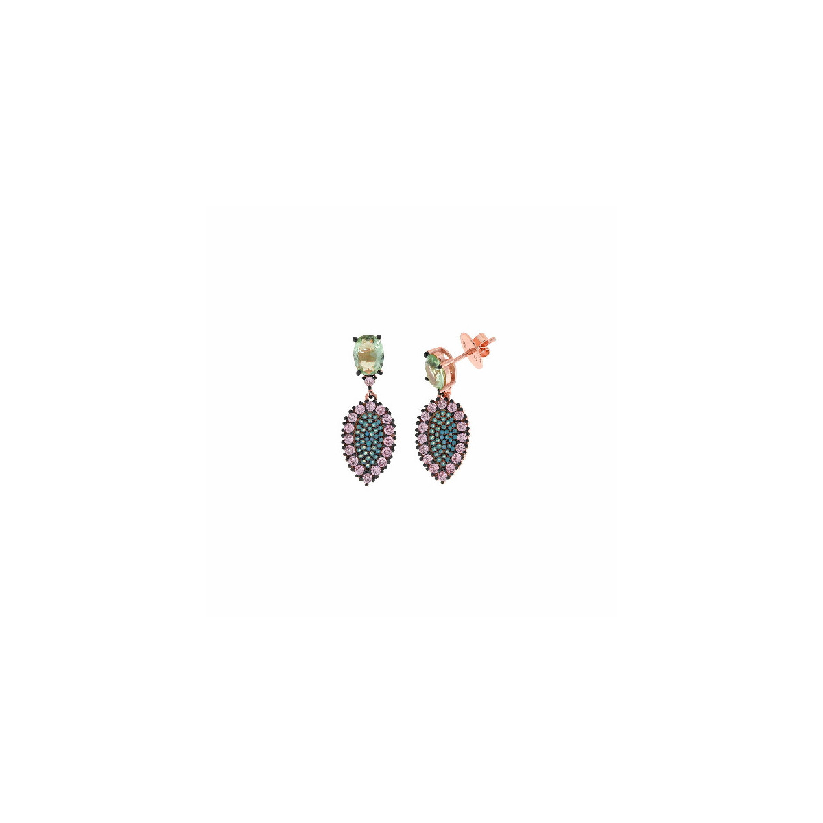 PENDIENTES SALVATORE PLATA ROSA V.MANZAN - 252A0076