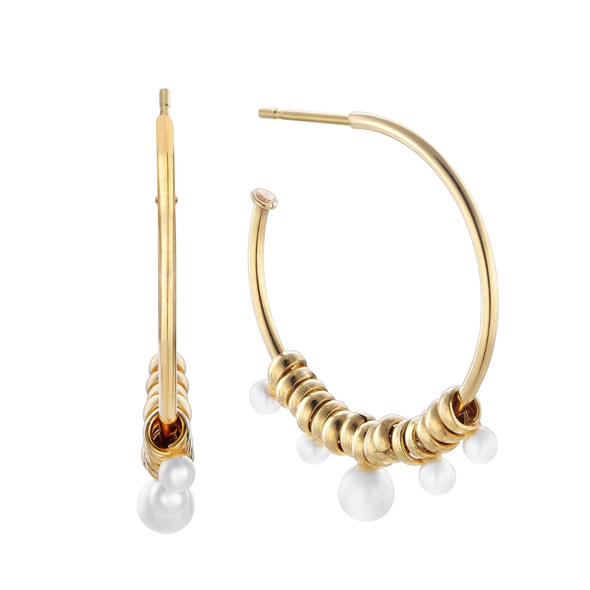 PENDIENTES PLATA AROS PERLAS PEDRO DURAN - PD00511942