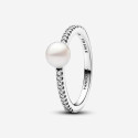 SORTIJA PLATA PANDORA PERLA Y PAVE - 193158C01-56