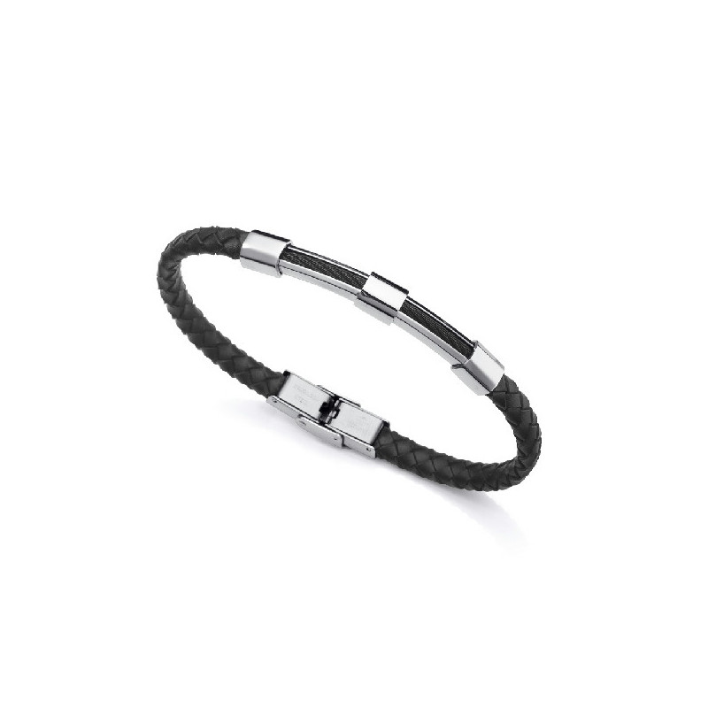 PULS ACERO IP NEGRO Y PIEL NEGRA SR FN - 14057P01010