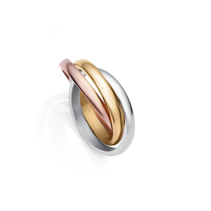 ANILLO TRIPLE ACERO IP DORADO Y ROSA SRA - 1452A01819