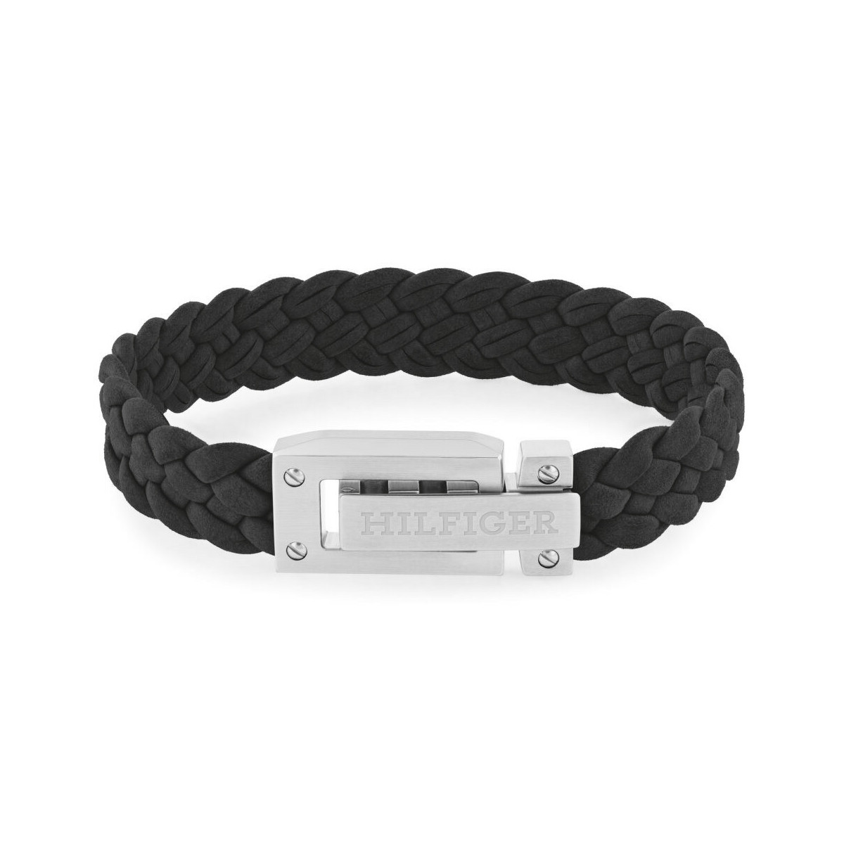 PULSERA TOMMY PIEL NEGRA TRENZADA ANCHA - 2790517