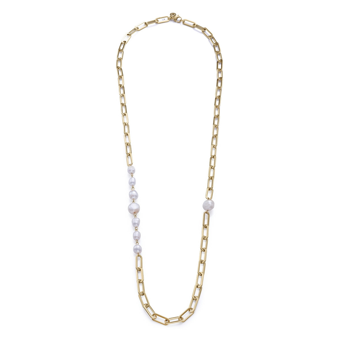 COLLAR ACERO IP DORADO Y PERLAS NAT SRA  - 14093C01012