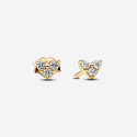 PENDIENTES PANDORA DORADOS TRIPLE PIEDRA - 263003C01