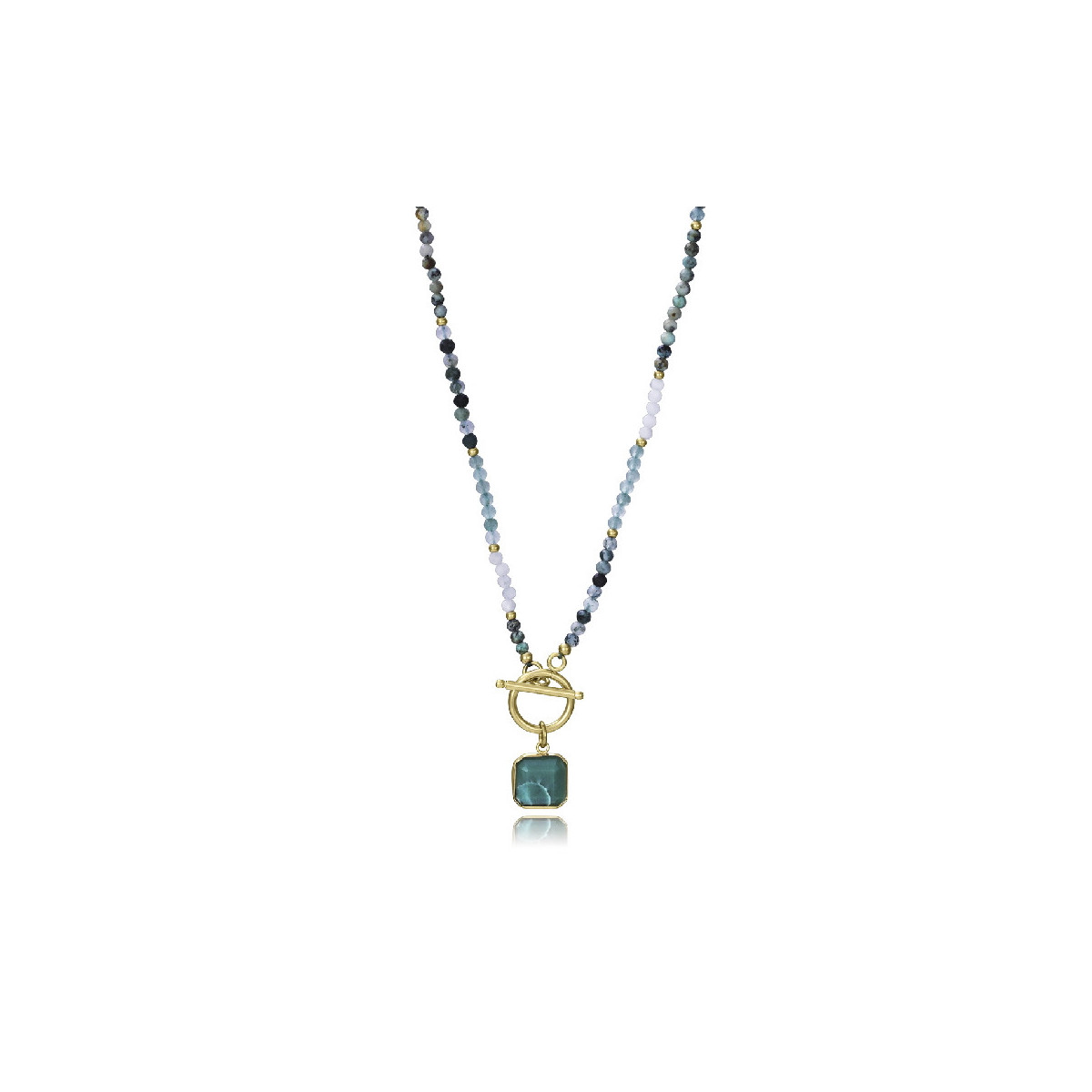 COLLAR ACERO IP DORADO PIEDRAS NAT SRA F - 14279C01016