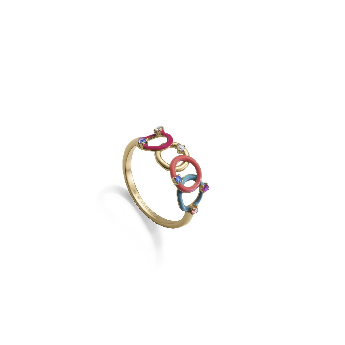 ANILLO PLATA DE LEY BAÑO ORO CIRC SRA JE - 15128A014-99