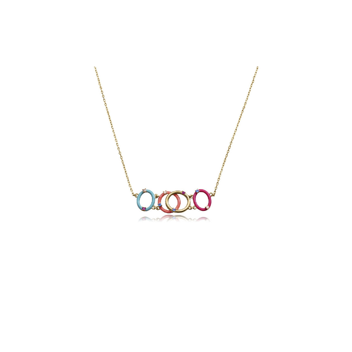 COLLAR PLATA DE LEY BAÑO ORO CIRC SRA JE - 15128C100-99