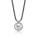 COLLAR ACERO IP PIEL NEGRA SRA FASHION - 15175C01000