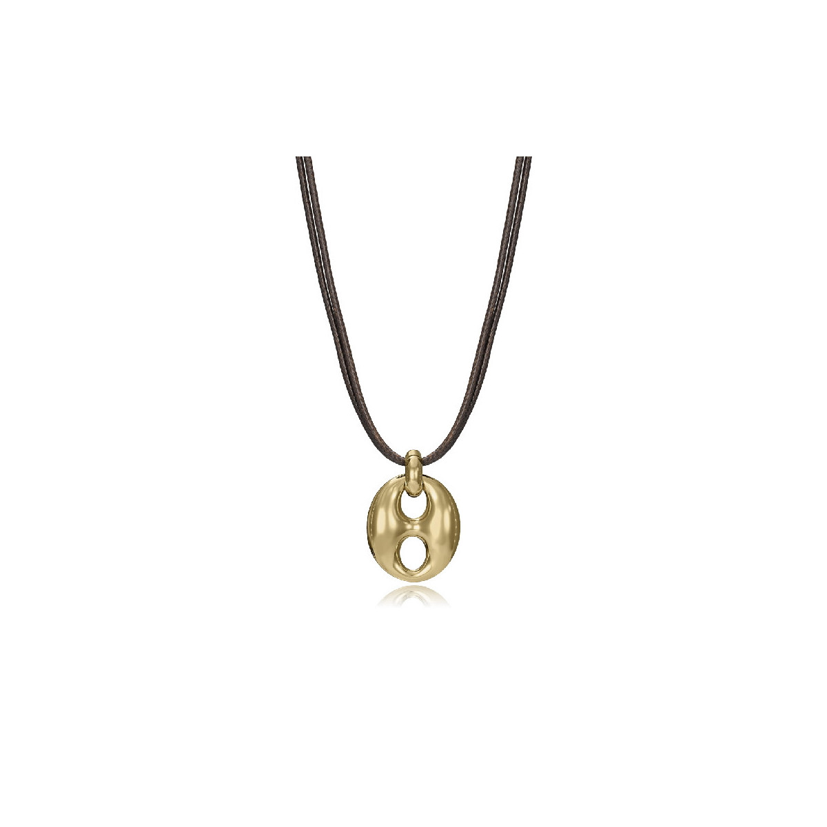 COLLAR ACERO IP PIEL MARRON SRA FASHION - 15176C01000
