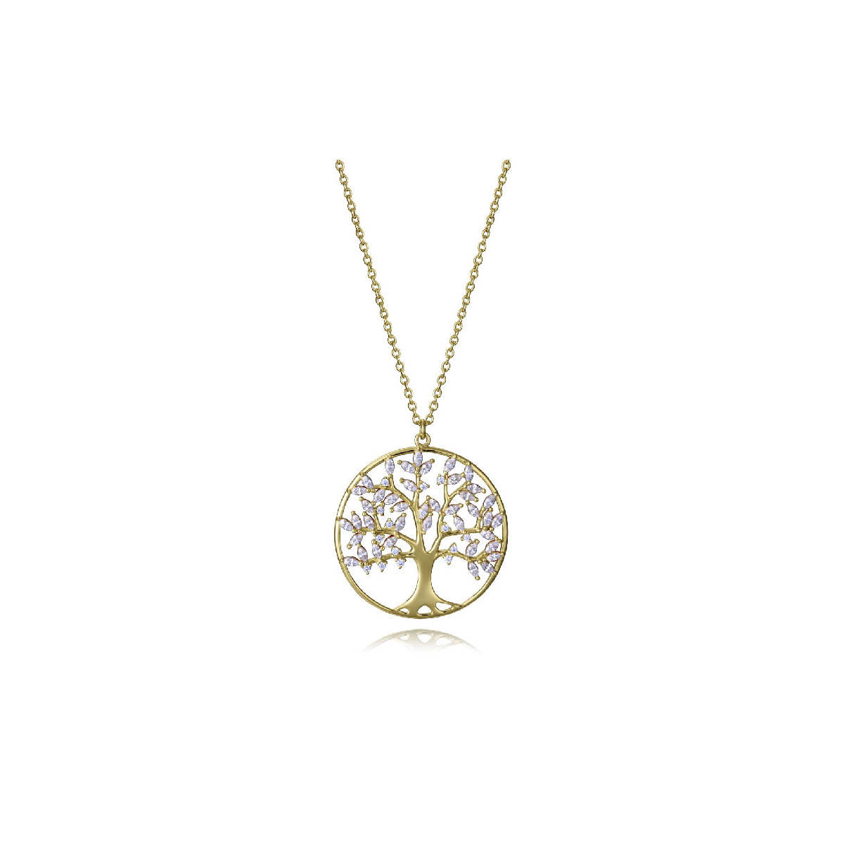 COLLAR PLATA DE LEY BAÑO ORO CIRC SRA JE - 9148C100-30