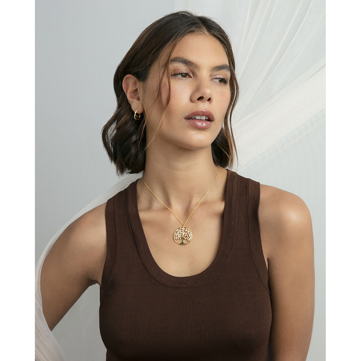 COLLAR PLATA DE LEY BAÑO ORO CIRC SRA JE - 9148C100-30