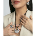 COLLAR ACERO IP PIEL NEGRA SRA FASHION - 15175C01000