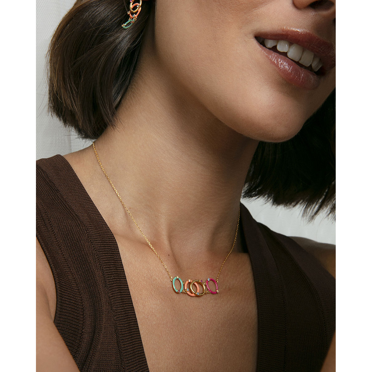COLLAR PLATA DE LEY BAÑO ORO CIRC SRA JE - 15128C100-99