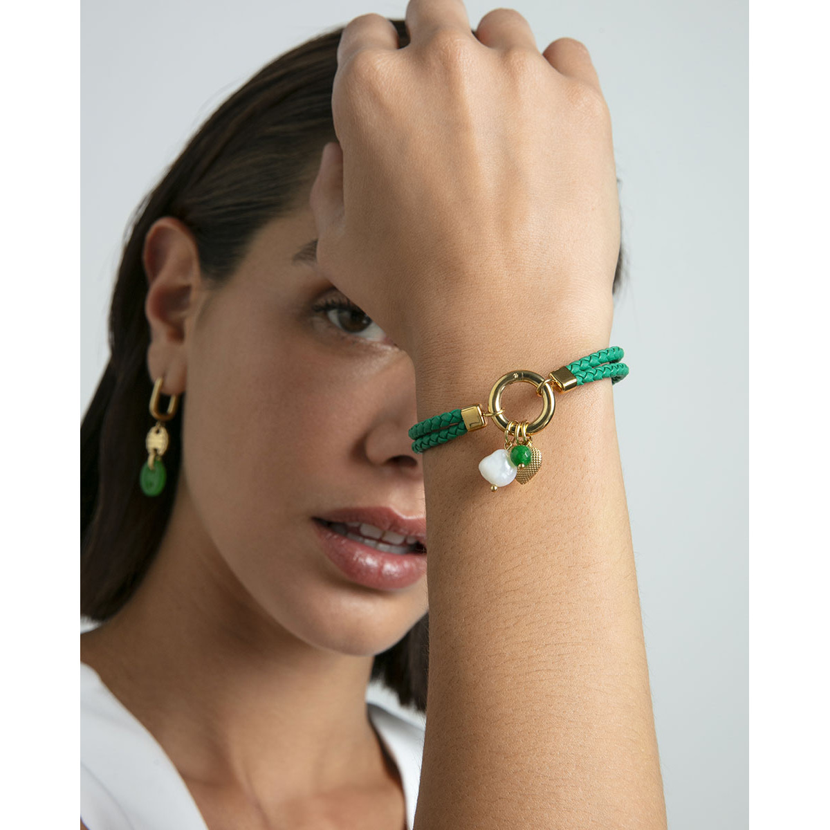PULS ACERO IP DORADO PIEL PIEDRA NAT SRA - 14285P01016