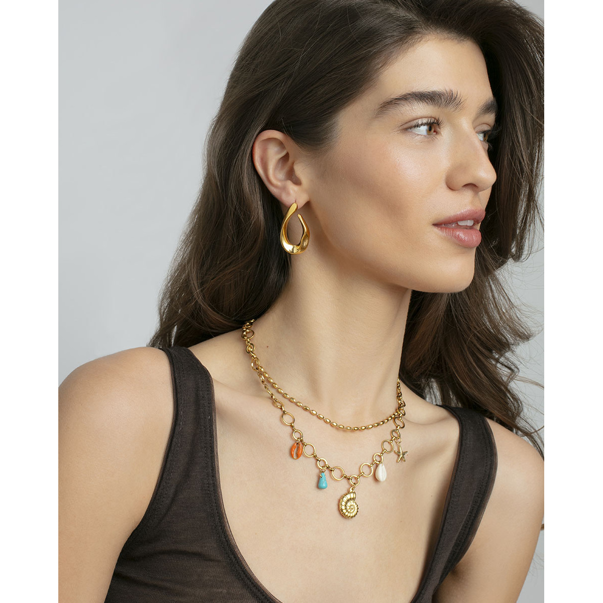 COLLAR ACERO IP DORADO CONCHA SRA FASHIO - 14273C01012