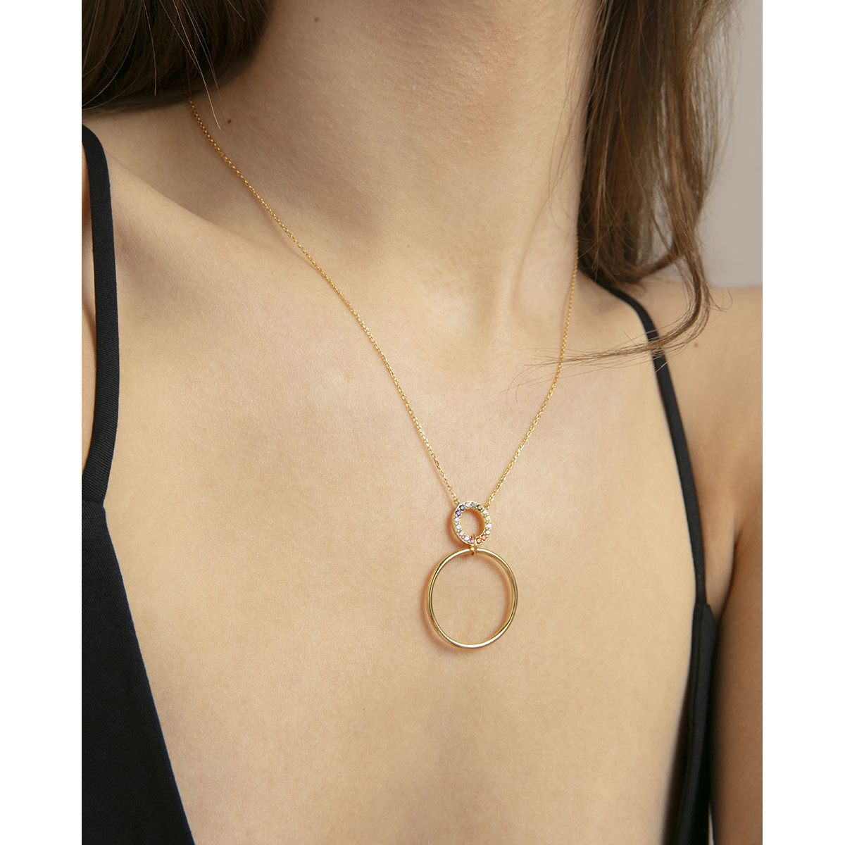 COLLAR PLATA DE LEY BAÑO ORO CIRC SRA JE - 13242C100-39