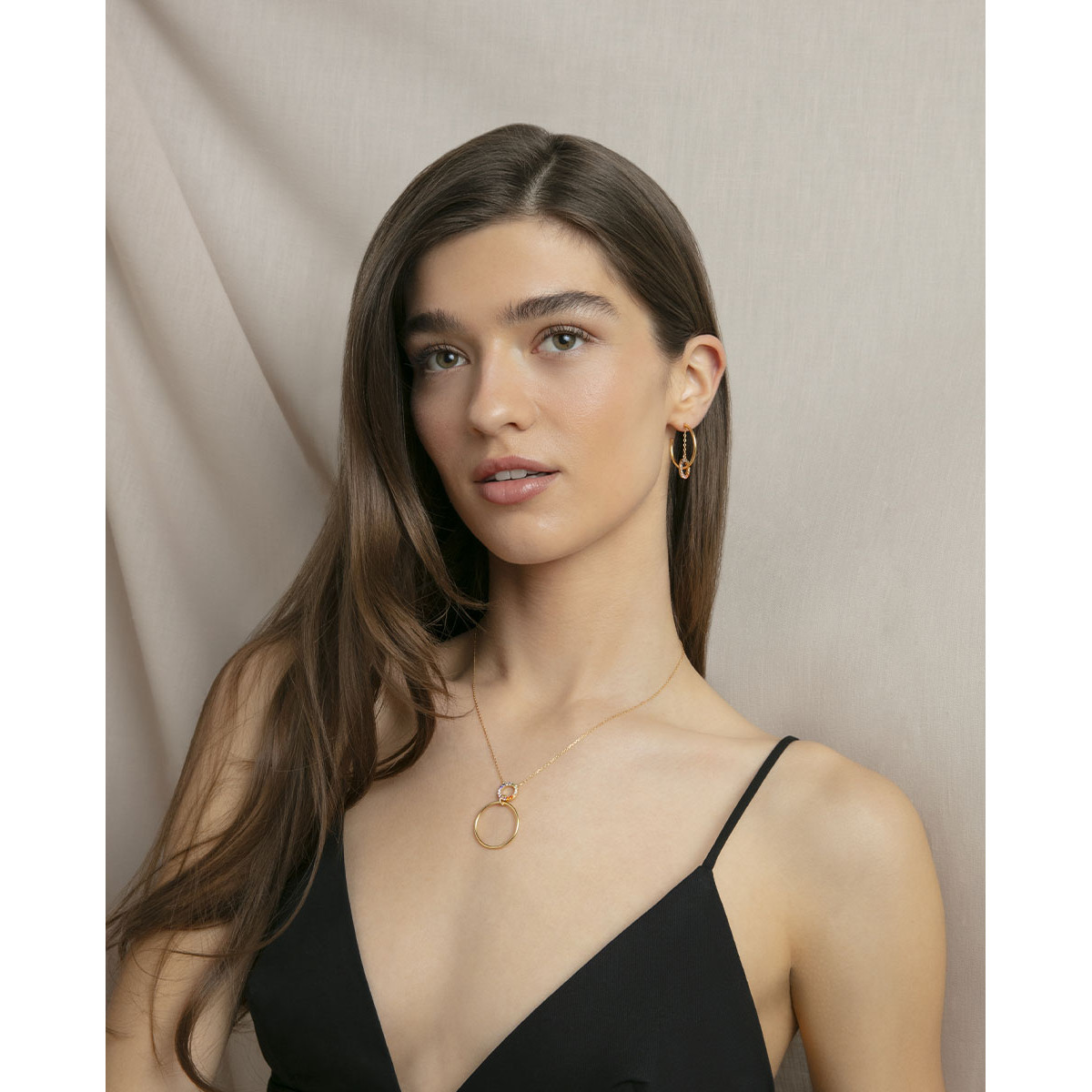 COLLAR PLATA DE LEY BAÑO ORO CIRC SRA JE - 13242C100-39