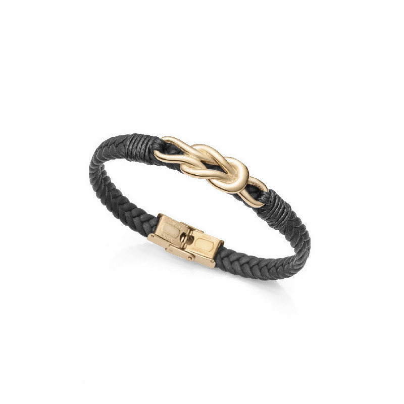 PULS ACERO IP DORADO PIEL CORDON NEGRO S - 1466P01012