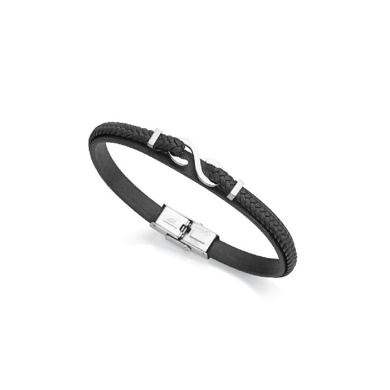 PULSERA ACERO Y PIEL NEGRA VICEROY SR FN - 14012P01010